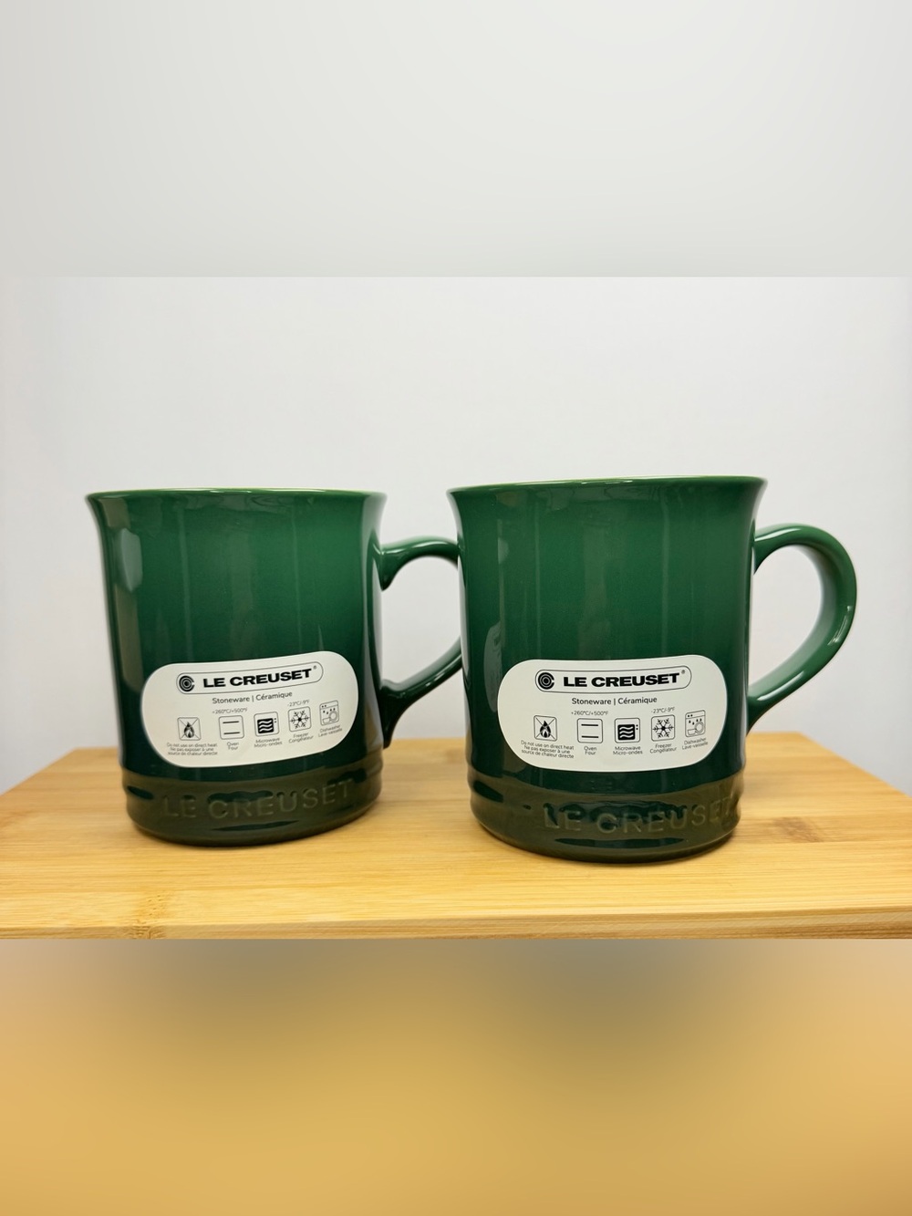 Le Creuset Vancouver Cactus Green  Stoneware Mug 14 oz NEW Set Of 2
